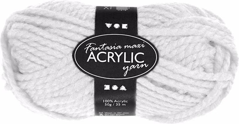 Creativ company hilo acrílico fantasia, l: 35 m, maxi, blanco, 50 g 1 ovillo