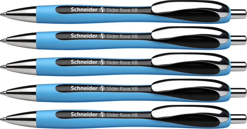 Bolígrafo schneider de instrumentos de escritura Schneider - slider rave - punta xb - ancho de trazo 1,4 mm - negro - 5 piezas - s-132501-5