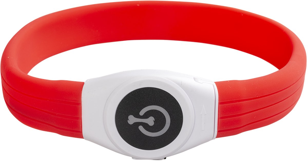 Duvo plus - dierenkleding - hond - flash light ring maxi usb silicon 65x2,5x1cm rood - 1st