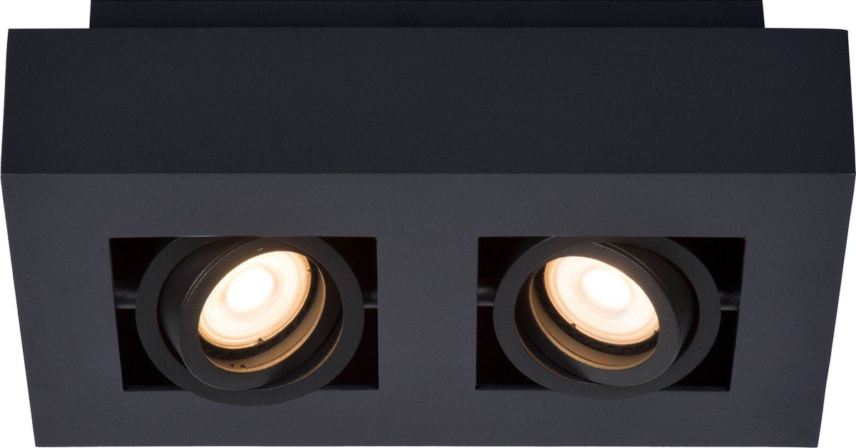 Lucide xirax - faretto da soffitto (lampada da soffitto) - led dimmerabile caldo - gu10 - 2x5w 2200k 3000k - nero
