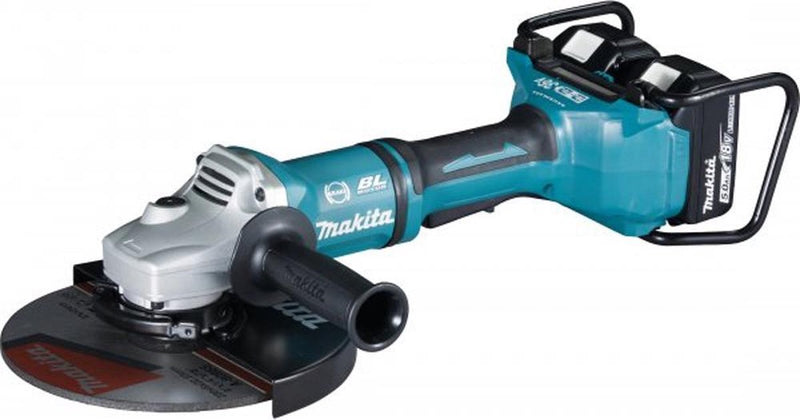 Makita dga900pt2 Juego de amoladora angular con batería de iones de litio de 36 V (2 x 18 V) (2 baterías de 5,0 Ah) en estuche - 230 mm - sin escobillas