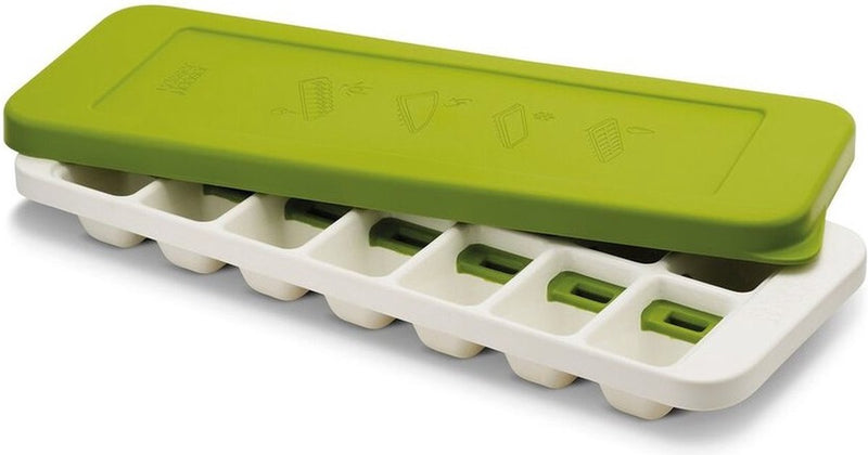 Joseph Joseph Quicksnap Plus Vaschetta per cubetti di ghiaccio con coperchio – 14 pezzi – verde