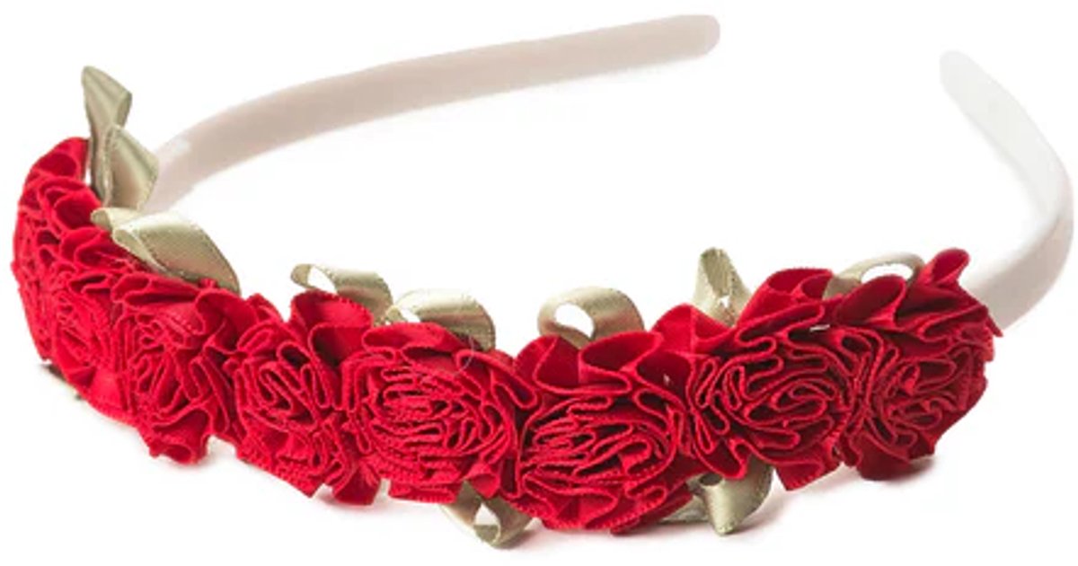 Pequeñas aventuras - diadema de flores rojas - diadema infantil suave con rosas rojas