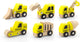 Minicar, scavatrici e veicoli da cantiere Viga, dimensioni 7-9 cm, 6 parti 1 set
