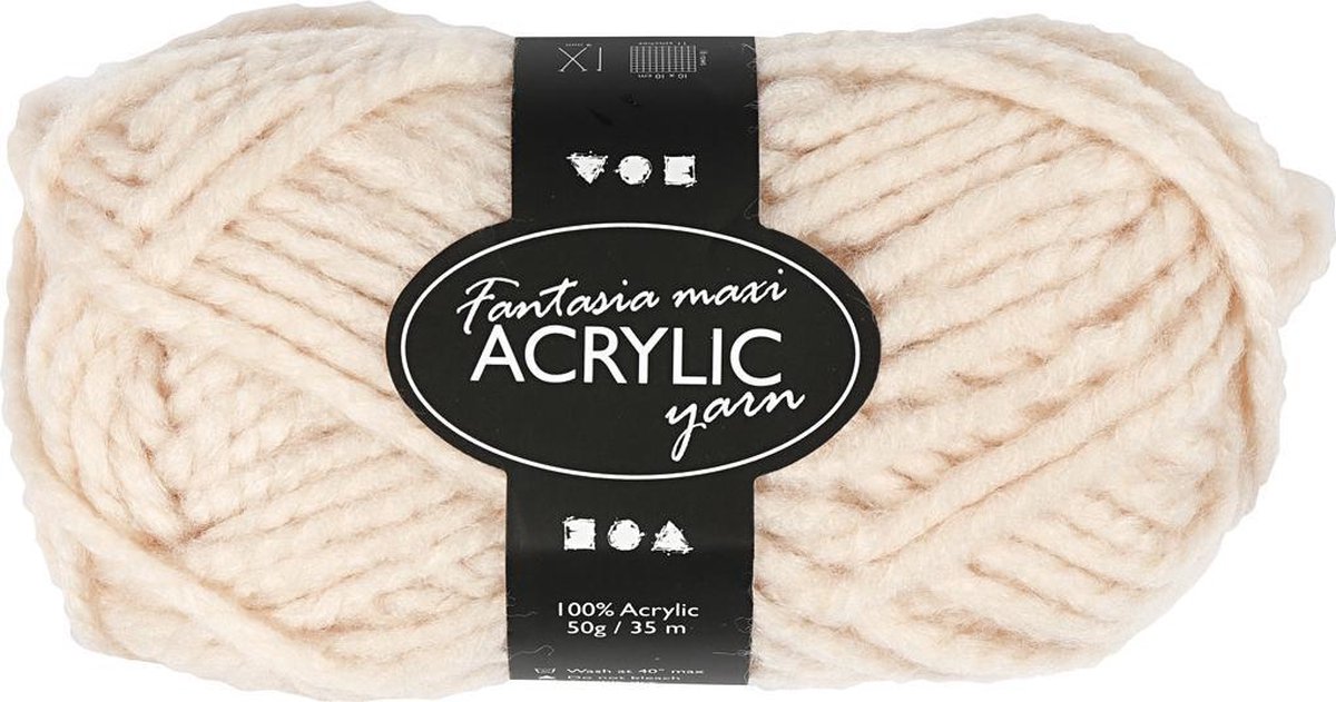 Creativ company hilo acrílico fantasia, l: 35 m, maxi, beige, 50 g 1 ovillo