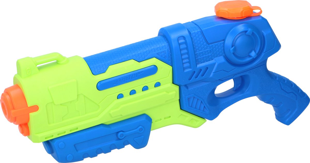 Scatch waterpistool - met pomp - groot reservoir: 900ml - 39x6x19cm - blauw groen