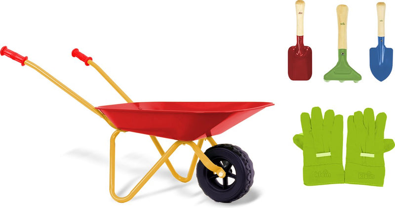 Set de jardín Klein Toys con carretilla - guantes, pala, rastrillo y pala - carretilla infantil de carga hasta 10 kilos - multicolor