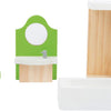 Bagno di mobili per bambole in legno a piede piccoli, 4dlg.