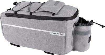 Nevera Dunlop para portaequipajes de bicicleta - 7 litros - bolsa para bicicleta - cierre de velcro - incl. compartimentos de almacenamiento adicionales y portabotellas - capa interior aislante - con correa para el hombro - gris