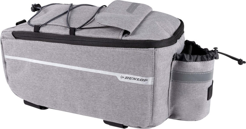 Nevera Dunlop para portaequipajes de bicicleta - 7 litros - bolsa para bicicleta - cierre de velcro - incl. compartimentos de almacenamiento adicionales y portabotellas - capa interior aislante - con correa para el hombro - gris