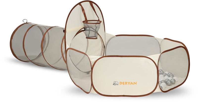 Tenda da gioco pop-up di lusso Deryan, con 45 palline, marrone crema