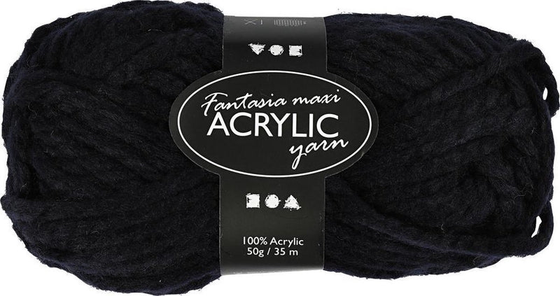 Creativ company fantasia hilo acrílico, l: 35 m, maxi, negro, 50 g 1 ovillo