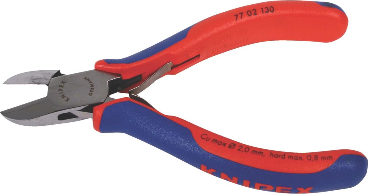 Alicates de corte lateral para electrónica Knipex con mangos de varios componentes 130 mm - 7702130