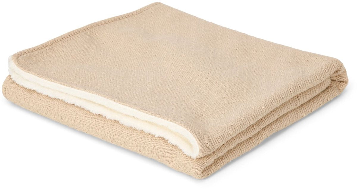 Coperta per lettino lavorata a maglia Little Dutch - pile - beige - Essentials