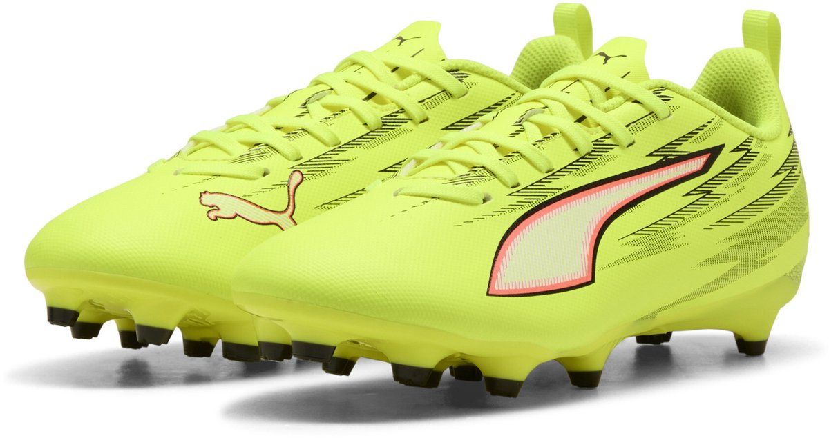 Scarpe sportive unisex Puma Ultra 6 Play FG AG Jr - Giallo Alert- Nero-Rosso brillante-Lime Squeeze
