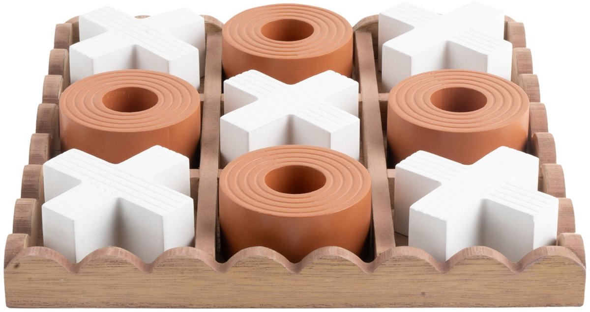 Present time ornament tic tac toe - oranje - 18.5x18.5x5cm - modern - mdf