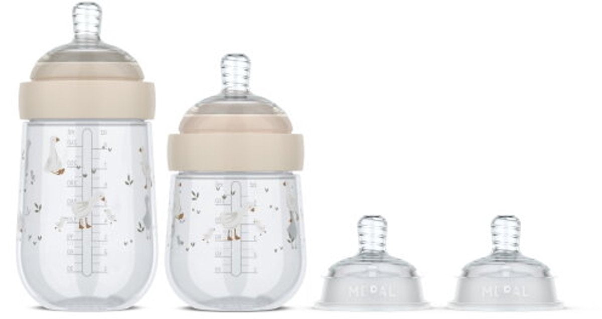 Mepal mio Starter Set Biberon 3 Pezzi Olandese - Anti-coliche - Il Design a Spirale Previene Il Blocco - Silicone di Grado Medico - Oca