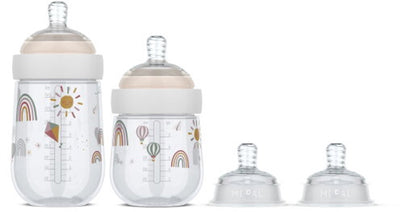 Mepal mio Starter Set Biberon da 3 pezzi - Anti-coliche - Il design a spirale previene l'intasamento - Silicone di grado medico - Sunshine Rainbow