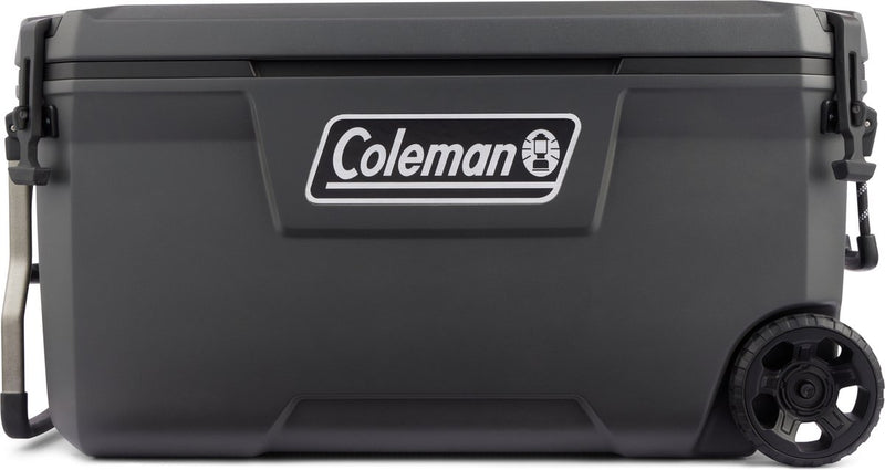 Nevera Coleman convoy de 100 cuartos con ruedas - 94 litros - liviana y completamente aislada - mantiene el hielo frío durante 5 días - gris oscuro