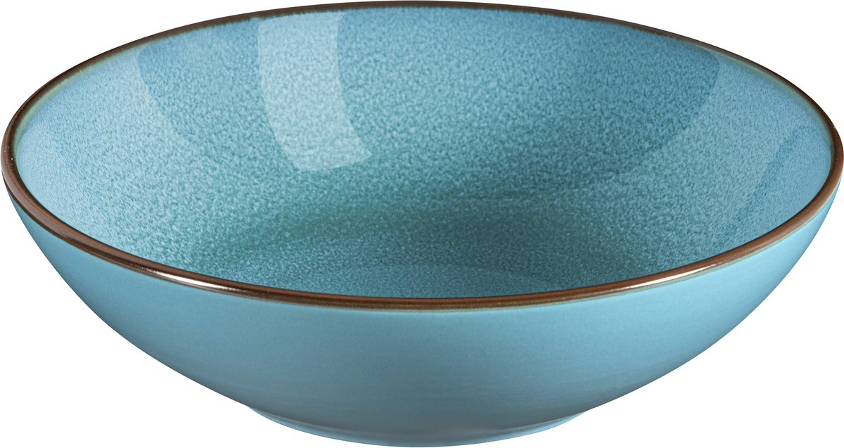 Medard de noblat - feeling turchese - piatto insalata e pasta 18 cm - 6 pezzi - gres