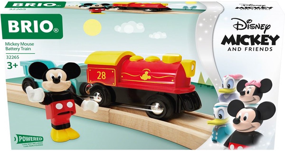 Set de juego Brio Mickey Mouse tren a batería 3 piezas