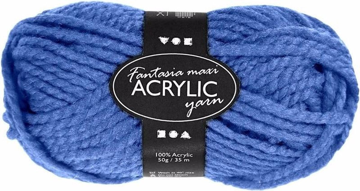 Filato acrilico Fantasia di Creativ Company, l: 35 m, maxi, blu, 50 g 1 gomitolo