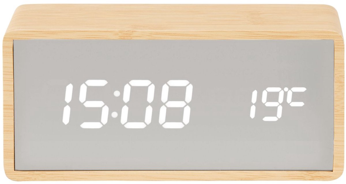 Karlsson wekker mirror - bruin - 16x15x7cm - modern - wekker voor slaapkamer - wekkers