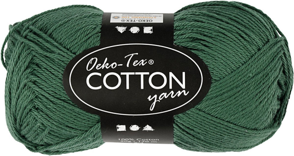 Cotton yarn, dark green, 50gr, 170m