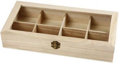 Creativ company houten doos met glazen deksel 32x16x6 cm