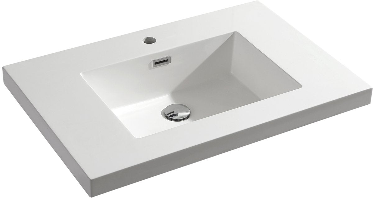 Differnz meubelwastafel reno rechthoek 75x50x5cm polybeton wit 1 kraangat overloop