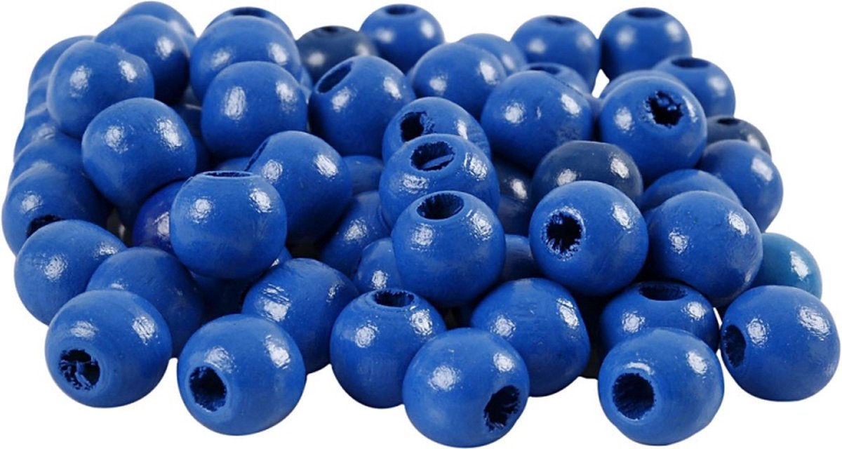 Perline di legno dell'azienda Creativ, d 12 mm, misura del buco 3 mm, ca. 40 pezzi, blu, 22 g 1 scatola