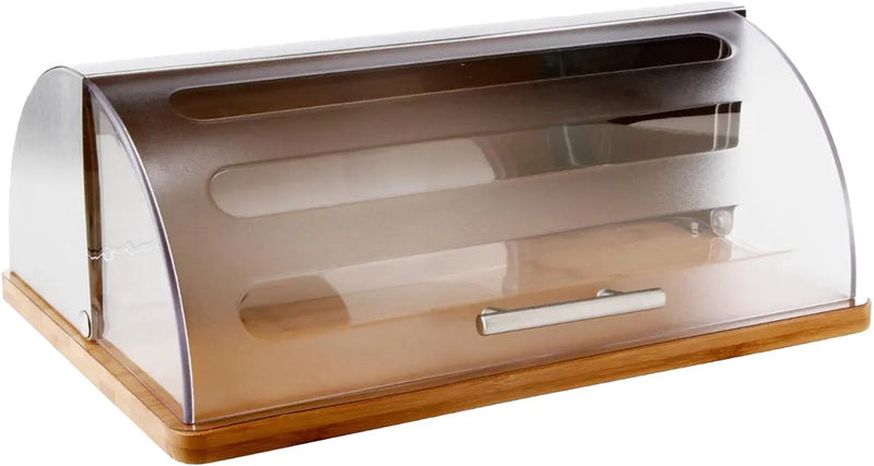 Cinque portapane semplicemente intelligenti in bambù con coperchio in plastica - 39 x 28,5 x 14,5 cm