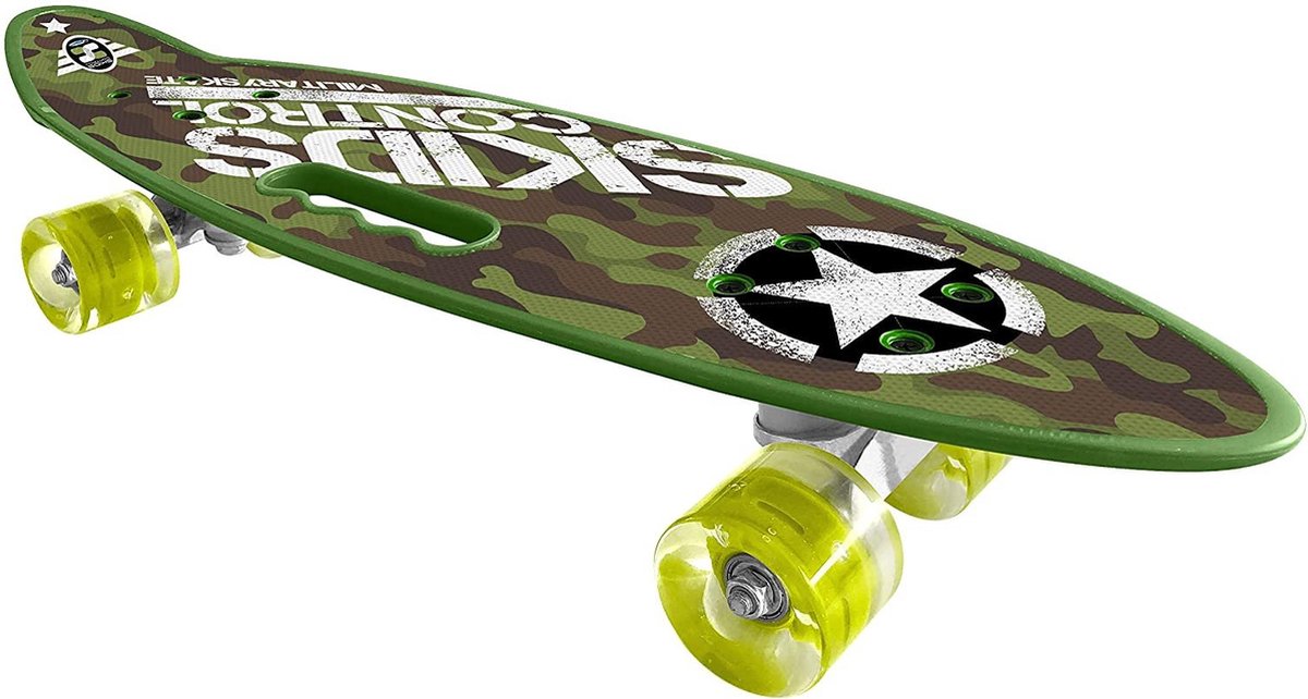 Skids control skateboard penny board kinderen jongens meisjes - skateboard military 61 x 18 cm - 24 inch