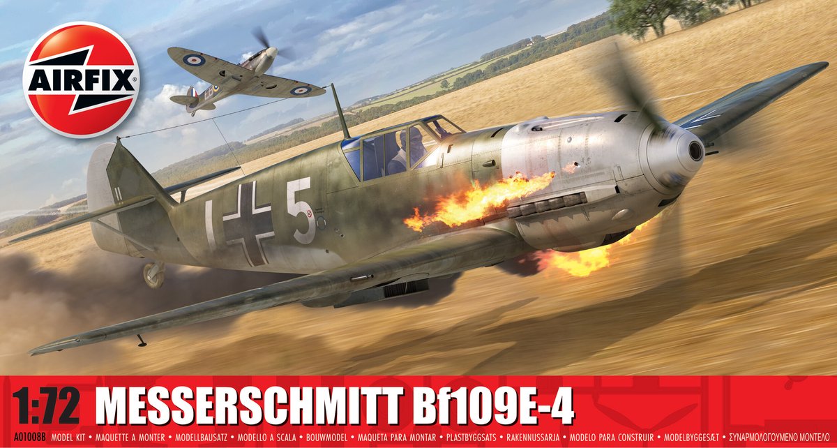 Airfix model kit aircraft - 01008b messerschmitt bf109e-4 - airplane plastic - 1:72 - model making