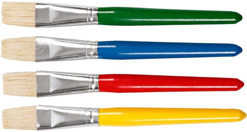 Creative Company Brushs for Children, L: 19 cm, B: 20 ​​mm, piatto, 4 pezzi 1 scatola