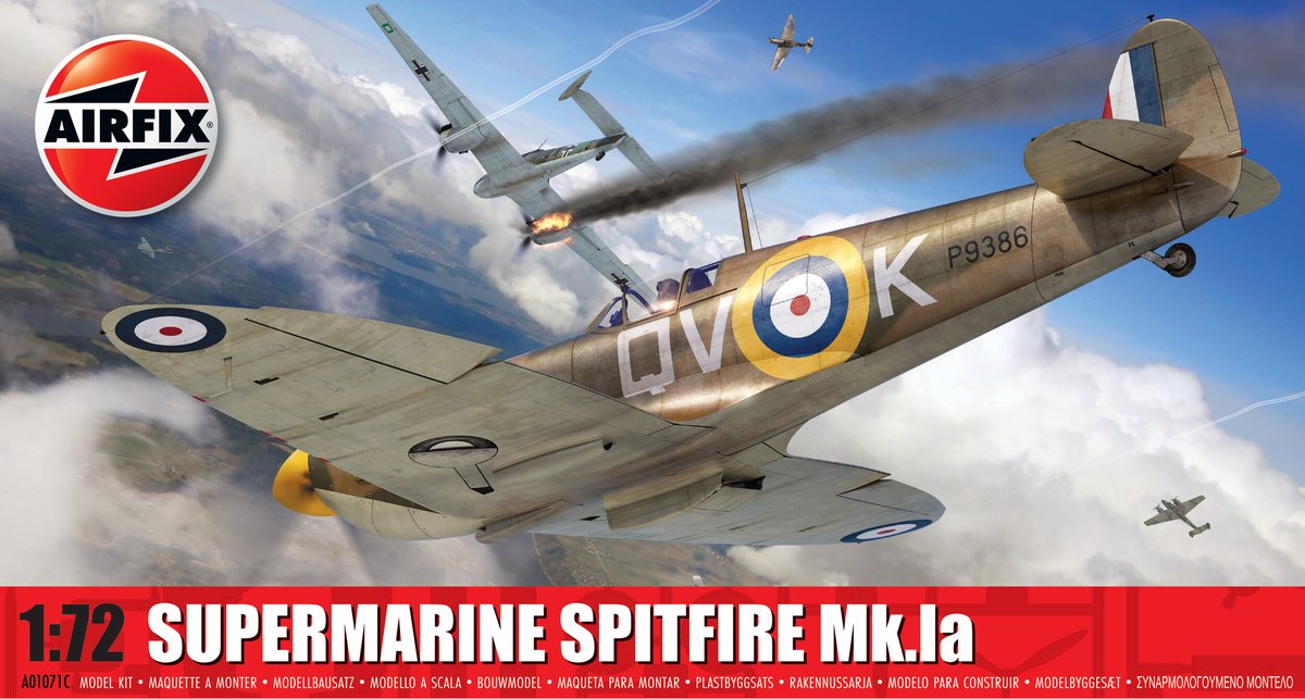 Airfix model kit aircraft - 01071c supermarine spitfire mk.ia - propeller airplane plastic - 1:72 - model making
