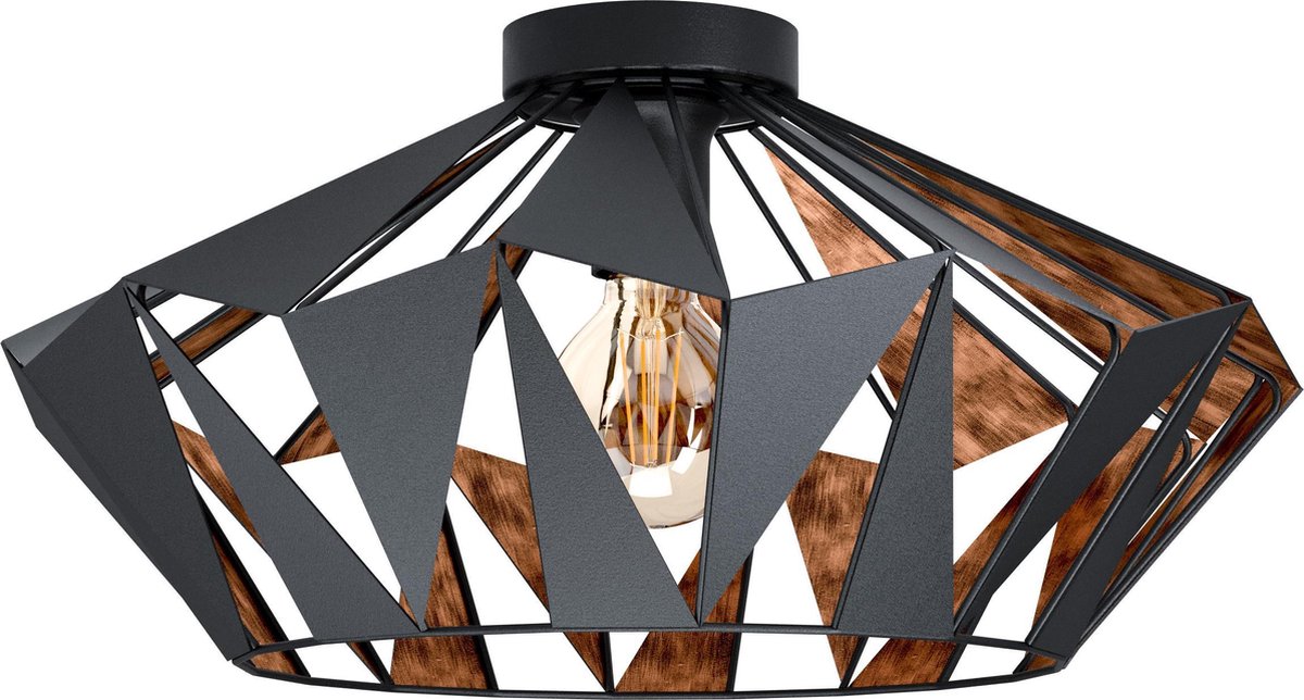 Eglo carlton 6 plafondlamp - e27 - ø 47 cm - zwart koper