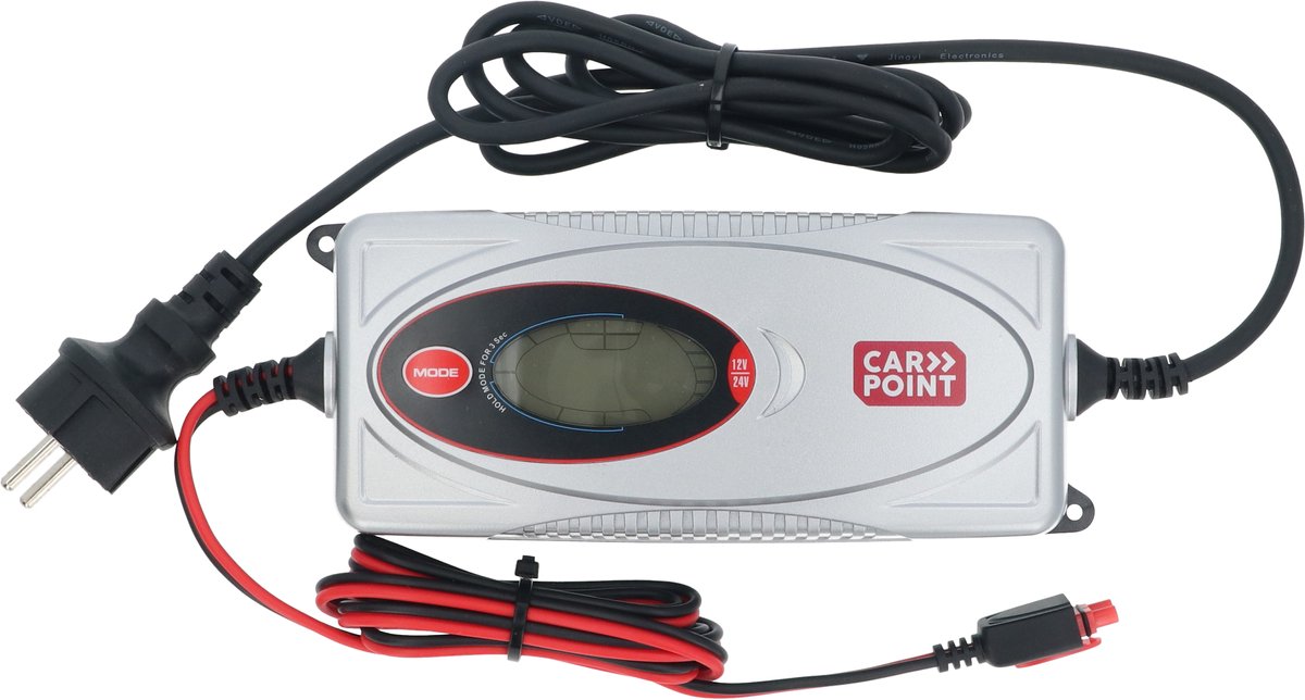 Cargador de batería carpoint bx-2d 12v 24v - totalmente automático - ciclo de carga en 8 pasos - pantalla clara - litio de 7,5 amperios