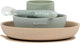 Nattou Vajilla infantil de silicona de 4 piezas - plato + bol + taza + cuchara - antideslizante - Sin BPA - arena verde