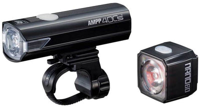 Cateye ampp400s + set luci nano60 - illuminazione per bicicletta - lumen: 400 60 - ricaricabile tramite USB - nero