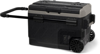 Steamy-e dual zone roller electric compressor cool box on wheels - dual zone - 40 liters - 12v and 230v - for car and camping - black