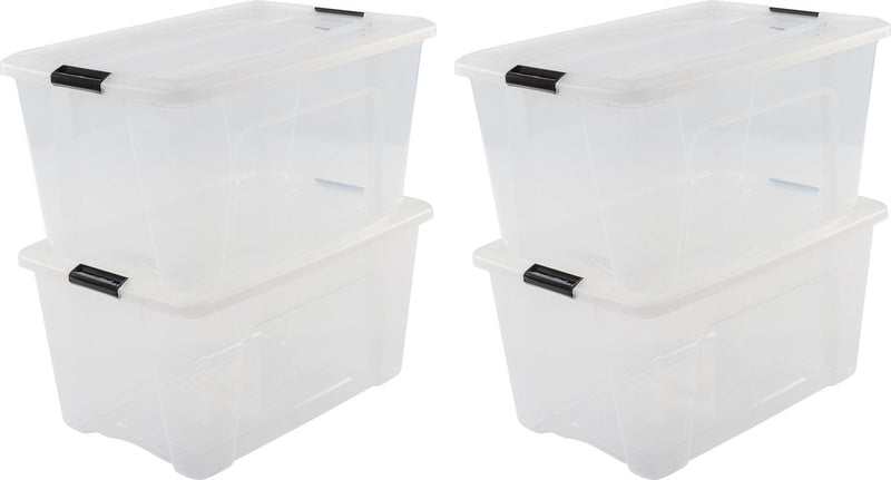 Bauletto portaoggetti Iris - 45 l - plastica - nero trasparente - set da 4