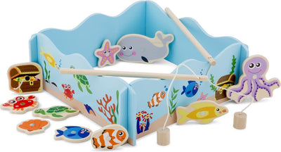 Woet ® Juego de pesca magnético de madera - pescar con caña de pescar - juego de pesca educativo para niños pequeños - pescar - a partir de 2 años