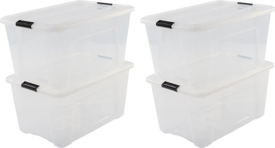 Iris topbox opbergbox - 45l - kunststof - transparant zwart - set van 4