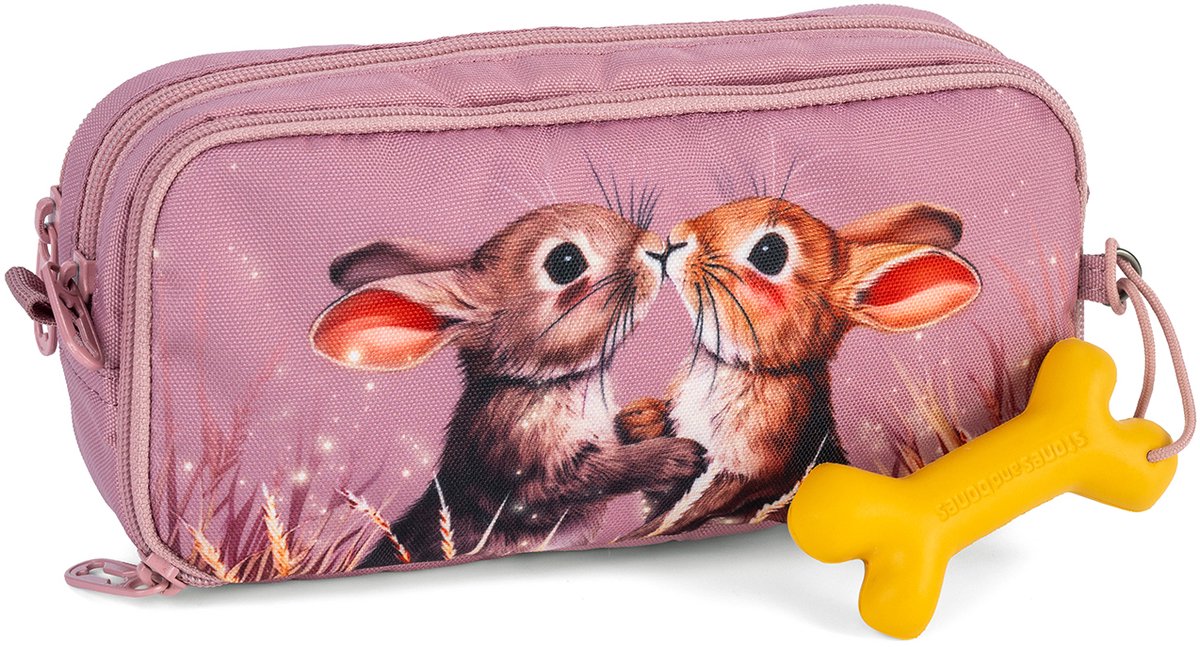 Pietre e ossa Rowan 2.0 - astuccio - astuccio per bambini - 3 scomparti - coniglietti del crepuscolo - lilla