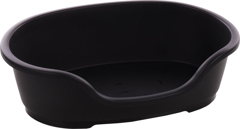 Cesta para perros Flamingo - cesta de plástico tuck ovalada negra m 70x47cm - antideslizante reciclada - diseño europeo sostenible