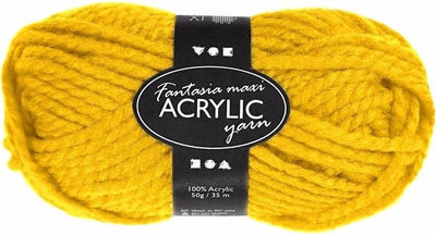 Filato acrilico Fantasia di Creativ Company, l: 35 m, maxi, giallo, 50 g 1 gomitolo