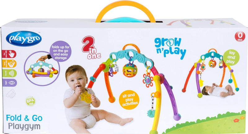 Playgro fold and go playgym - gimnasio para bebés - gimnasio de actividades - juguetes para bebés - juguetes para bebés - juguetes para bebés recién nacidos - desarrollo del bebé - regalo de maternidad - 5 juguetes colgantes desmontables