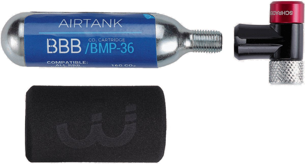 Bbb cycling co2 pomp - airspeed - fietspomp racefiets inclusief co2 patroon 16 gram - eenvoudig en veilig - mini pomp - bmp-32