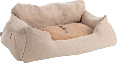 Silla de coche para perro Flamingo - Silla de coche megan beige - 82x60x15cm - Modelo de asiento trasero cómodo y seguro - Fundas lavables y fondo antideslizante